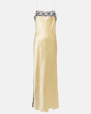 SIR. Aries Lace-Trimmed Silk Slip Dress - Metallic