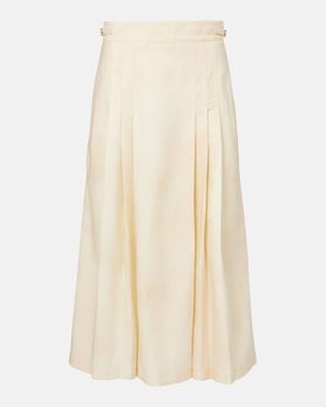 Gabriela Hearst Lerna Pleated Virgin Wool Midi Skirt - Natural