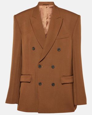 Wardrobe NYC Double-Breasted Wool Blazer - Brown