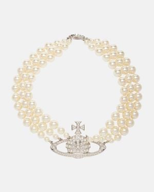 Vivienne Westwood Choker Aus Zierperlen Mit Kristallen - Weiß
