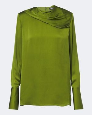 Tom Ford Draped Silk Satin Top - Green