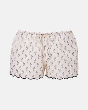 Montce Cynthia Floral Scalloped Cotton Shorts - White