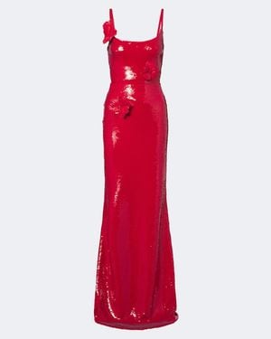 David Koma Floral-Applique Sequined Gown - Red
