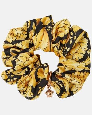 Versace Barocco Embellished Satin Scrunchie - Metallic