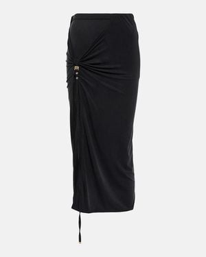 Jacquemus Croissant Midi Skirt With Draped Design - Black