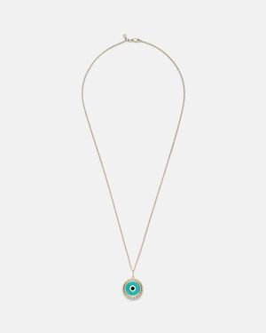 Sydney Evan Large Evil Eye 14Kt Chain Necklace With Diamonds And - Metallic