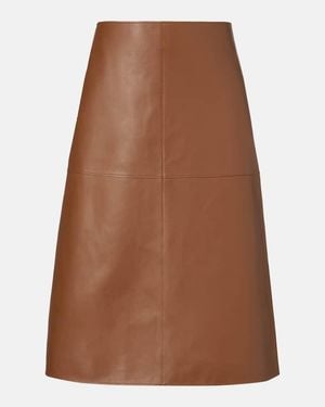 JOSEPH Niven Leather Midi Skirt - Brown