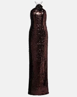 Magda Butrym Floral-Applique Sequined Gown - Purple