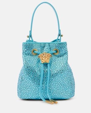 Versace Bucket Bag La Medusa Medium Mit Kristallen - Blau