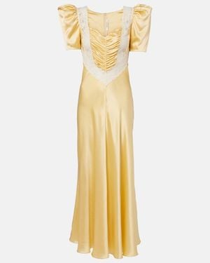 Rodarte Maxikleid Aus Seidensatin Mit Spitze - Mettallic