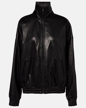 Acne Studios Logo Leather Jacket - Black