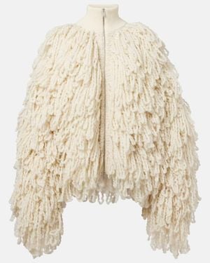 Stella McCartney Wool Bomber Jacket With Fringes - Natural