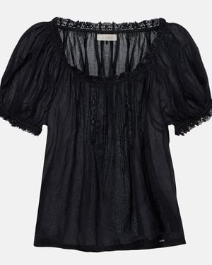Doen Frederica Cotton Voile Top - Black