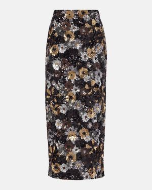 Max Mara Damiana Sequined Midi Skirt - Black