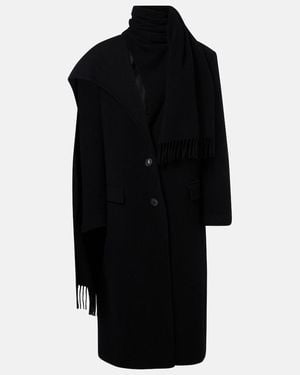 The Attico Scarf-Detail Wool And Cashmere Coat - Black