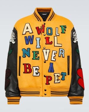 Undercover Applique Wool-Blend Varsity Jacket - Orange