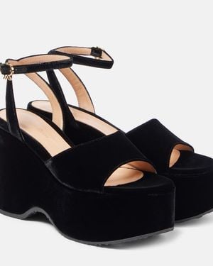 Gianvito Rossi Velvet Wedge Sandals - Black