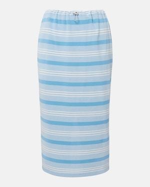 Prada Striped Cotton Pique Pencil Skirt - Blue