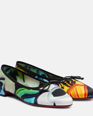 Christian Louboutin Sweetie Jane Satin Crepe Ballet Flats - Yellow
