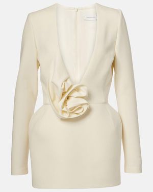 Magda Butrym Floral-Applique Wool-Blend Minidress - Natural