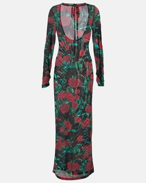 Alexandra Miro Selene Floral Mesh Maxi Dress - Green