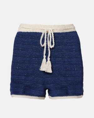 Anna Kosturova Crochet Cotton Shorts - Blue