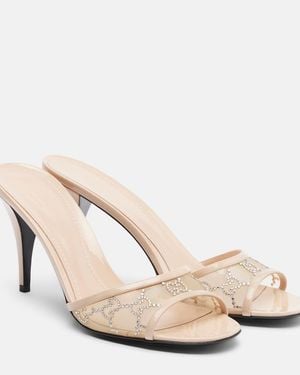 Gucci Mules Erin Con Piel Y Gg Adornados - Neutro