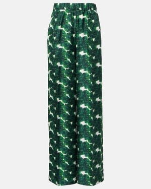 Max Mara Morena Printed Silk Twill Wide-Leg Pants - Green