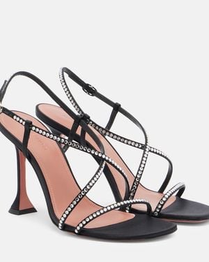 AMINA MUADDI Sally Crystal-Embellished Satin Sandals - Metallic
