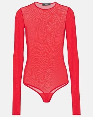 Wardrobe NYC Sheer Mesh Bodysuit - Red
