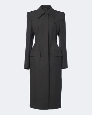 Mugler Mantel Aus Wolle - Schwarz