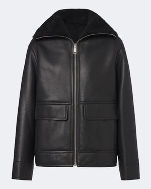 Yves Salomon Shearling-Lined Leather Jacket - Black
