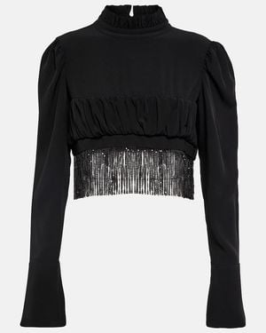 Rabanne Embellished Crop Top - Black