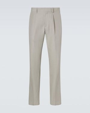 Lardini Linen, Cotton, And Silk Chinos - Grey