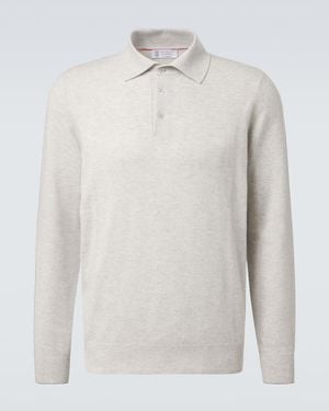 Brunello Cucinelli Cashmere Polo Jumper - White