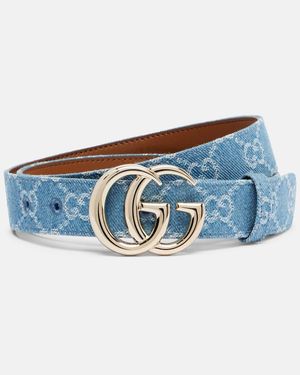 Gucci Guertel Gg Marmont Aus Denim - Blau
