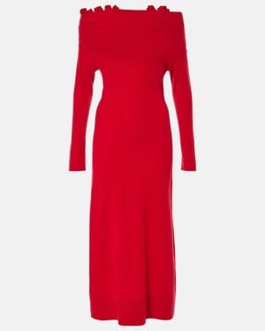 Altuzarra Lunaire Off-Shoulder Cashmere Gown - Red