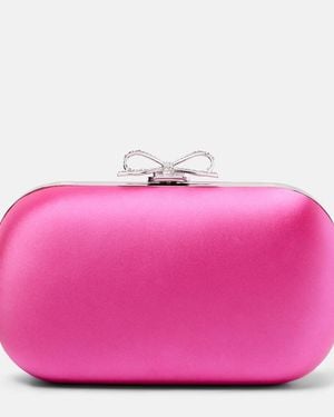 Self-Portrait Clutch Aus Satin Mit Kristallen - Pink