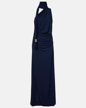 Jonathan Simkhai Moira Draped Scarf-Detail Jersey Gown - Blue