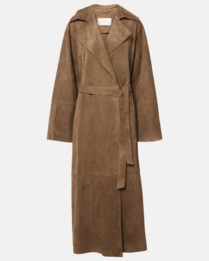 Magda Butrym Suede Wrap Coat - Natural