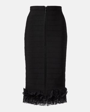 Self-Portrait X Christopher Kane Lace-Trimmed Midi Skirt - Black