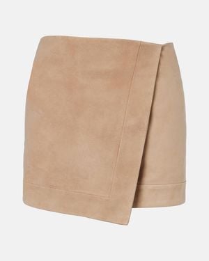 Balmain Wickelrock Aus Veloursleder - Natur