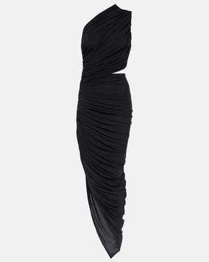 Alaïa Cutout Ruched Jersey Midi Dress - Black