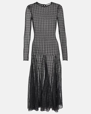 Ami Paris Gingham Lace Midi Dress - Black