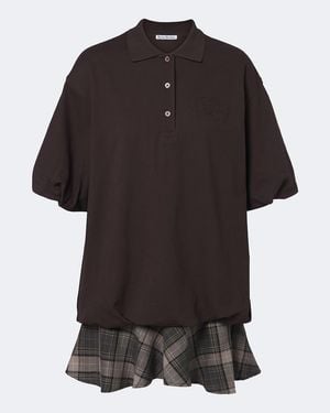 Acne Studios Checked Layered Cotton-Blend Polo Dress - Black