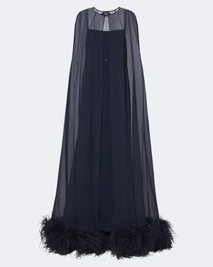 Taller Marmo Vestido De Fiesta Grace De Seda Con Capa - Azul
