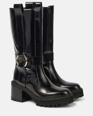 See By Chloé New Ring 60 Leather Knee-High Boots - Black