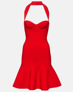 Alaïa Ribbed-Knit Halterneck Minidress - Red