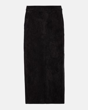 Stouls Taylor Suede Midi Skirt - Black