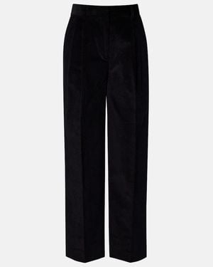 TOTEME Deep Pleat Cotton Corduroy Wide-Leg Trousers - Black
